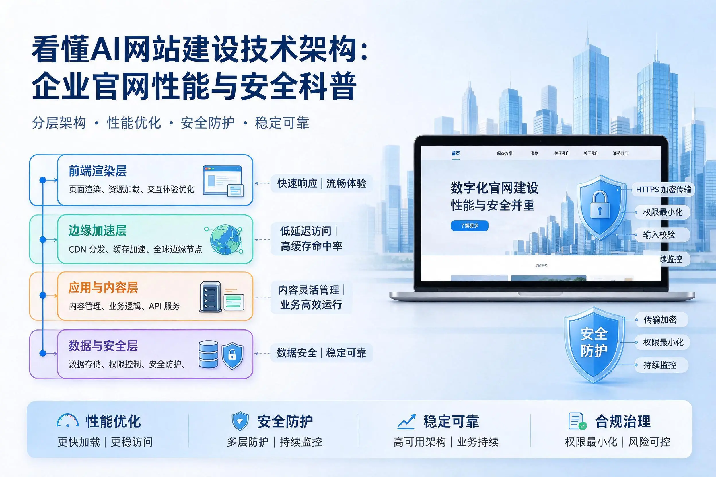 看懂AI网站建设技术架构：阿拉尔企业官网性能与安全科普