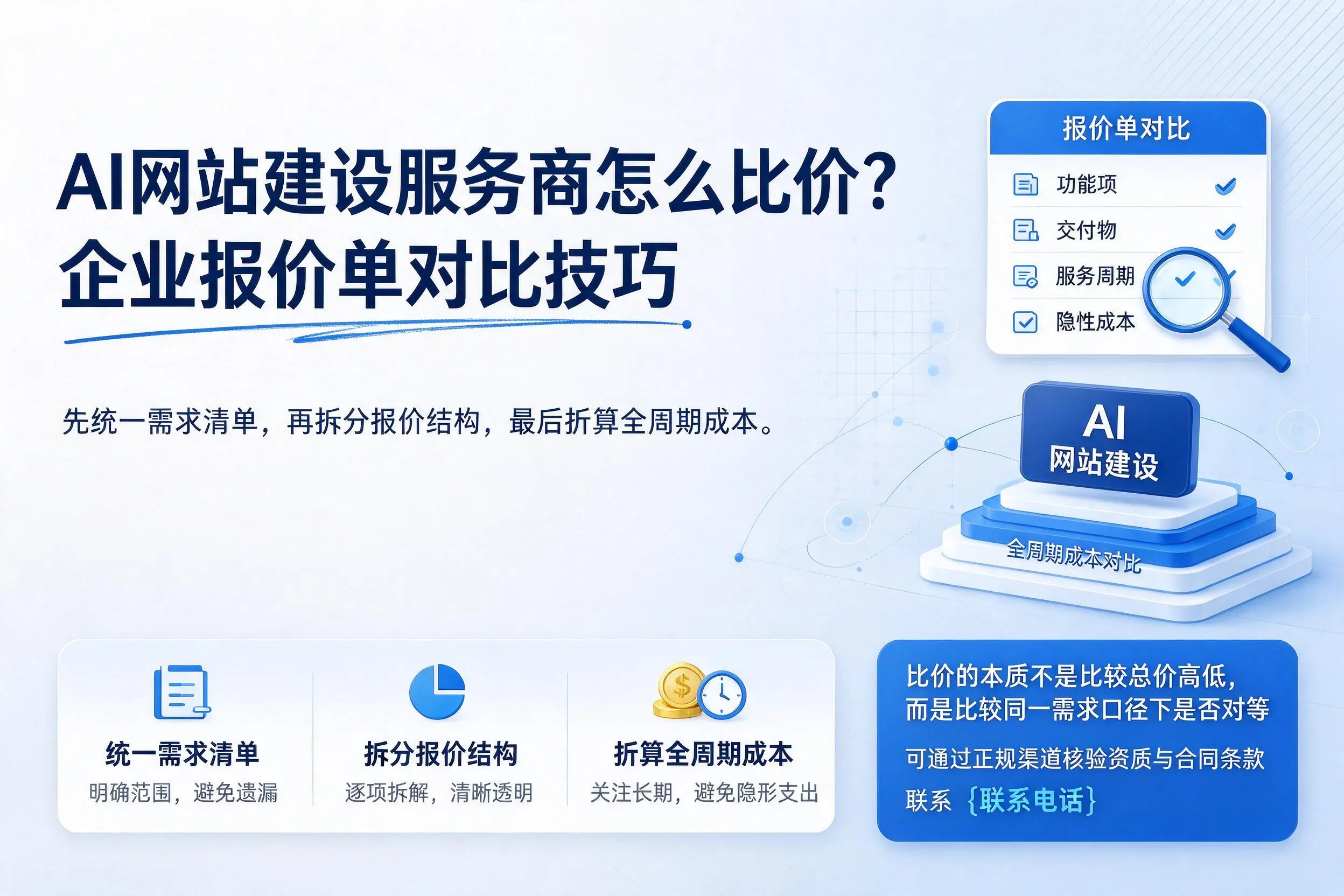 AI网站建设服务商怎么比价？阿拉尔企业报价单对比技巧